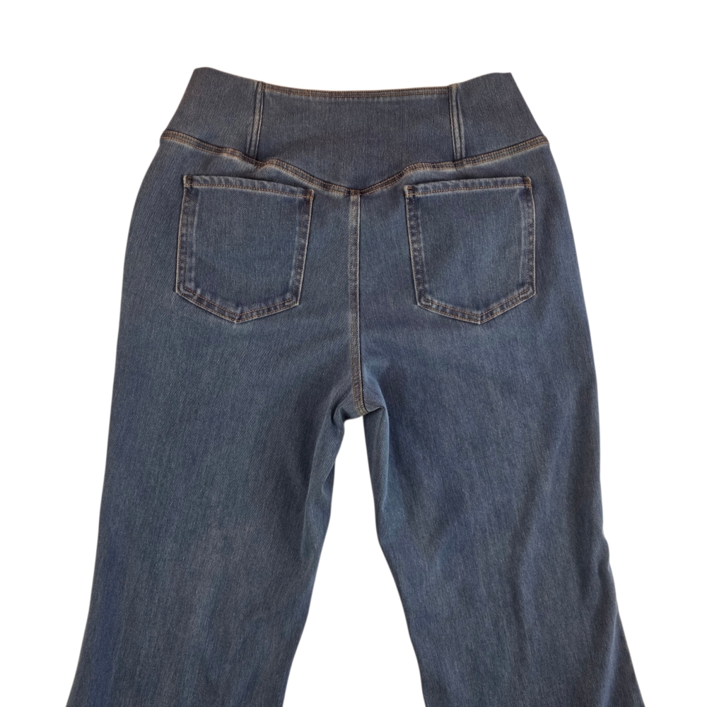 Halara Cross Over Flare Leg Pull On Denim Jeans High Waisted Stretch Women L - Picture 4 of 6